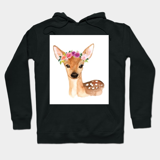 Cute Deer Baby Fawn Nursery Picture Hoodie by Abstractdiva